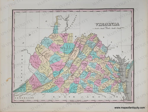 Antique-Hand-Colored-Map-Virginia-West-Virginia-United-States-Mid-Atlantic-1829-Anthony-Finley-Maps-Of-Antiquity