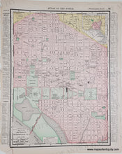 Load image into Gallery viewer, Antique map of part of Washington DC in original printed color tones of pink, yellow and green
