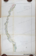 Antique chart of part of Rappahannock River Virginia with hand-coloring in green, tan, and blue. Genuine-Antique-Coast-Chart-Rappahannock-River-Virginia-from-Fredericksburgh-to-near-Moss-Neck-1856-US-Coast-Survey-Maps-Of-Antiquity