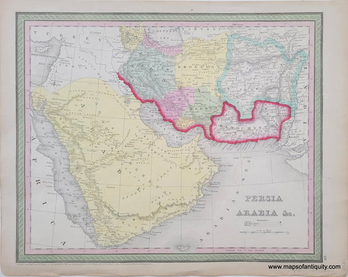 Antique-Hand-Colored-Map-Persia-Arabia-&c.****-Middle-East-and-Holy-Land--1850-Thomas-Cowperthwait-&-Co.-Maps-Of-Antiquity