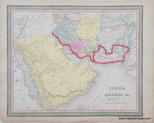 Antique-Hand-Colored-Map-Persia-Arabia-&c.****-Middle-East-and-Holy-Land--1850-Thomas-Cowperthwait-&-Co.-Maps-Of-Antiquity