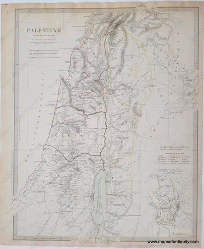 Antique-Hand-Colored-Map-Palestine-in-the-Time-of-Our-Saviour.-******-Middle-East-and-Holy-Land--1842-SDUK/Society-for-the-Diffusion-of-Useful-Knowledge-Maps-Of-Antiquity