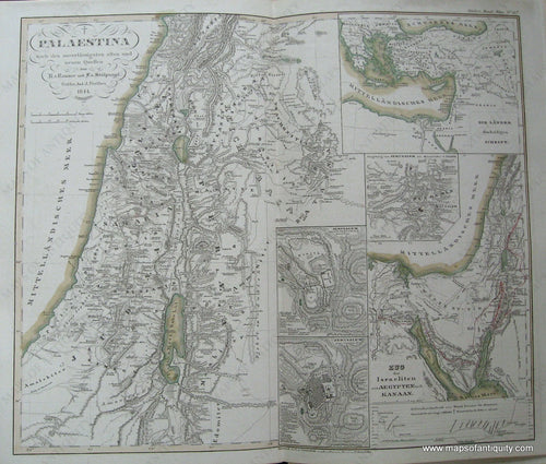 Antique-Hand-Colored-Map-Palaestina-nach-den-zuverlassigsten-alten-und-neuen-Quellen-Middle-East-and-Holy-Land--circa-1851-Stieler-Maps-Of-Antiquity