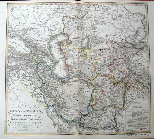 1851 - Iran Und Turan Persien Afghanistan Beludschistan Turkestan. Antique Map Genuine Hand-Colored