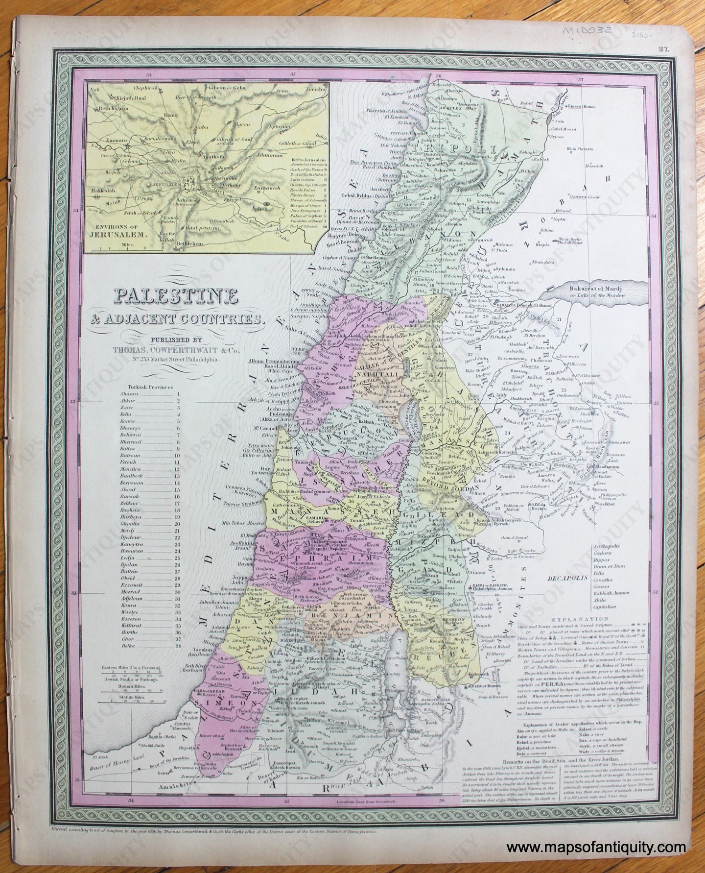 Antique-Map-Palestine-&-Adjacent-Countries.