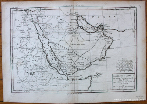 Black-and-White-Antique-Map-Carte-de-l'Arabie-du-Golfe-Persique-et-de-la-Mer-Rouge-avec-l'Egypt-la-Nubie-et-l'Abissinie.--Middle-East-and-Holy-Land--1780-Rigobert-Bonne-Maps-Of-Antiquity