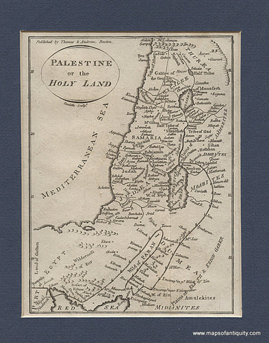 Black-and-White-Engraved-Antique-Map-Palestine-or-the-Holy-Land**********-Middle-East-and-Holy-Land--1796-Morse-Maps-Of-Antiquity