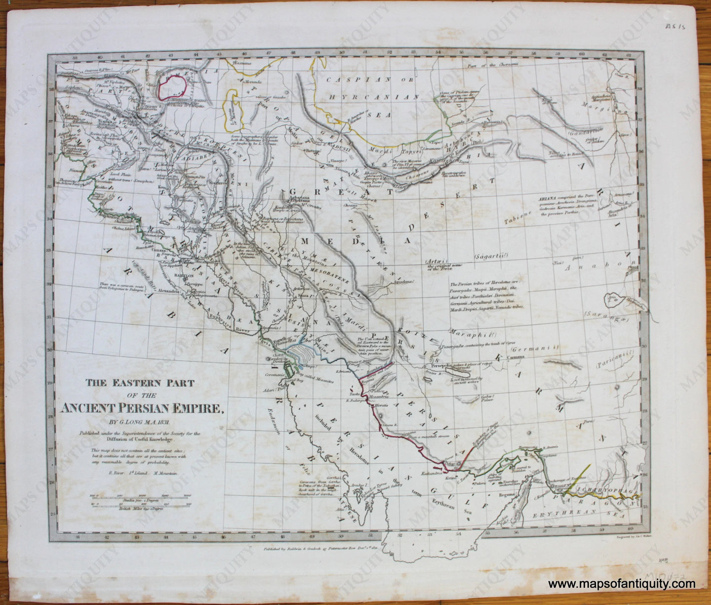 Antique-Hand-Colored-Map-The-Eastern-Part-of-the-Ancient-Persian-Empire-Middle-East-and-Holy-Land-Persia-1831-SDUK/-Society-for-the-Diffusion-of-Useful-Knowledge-Maps-Of-Antiquity