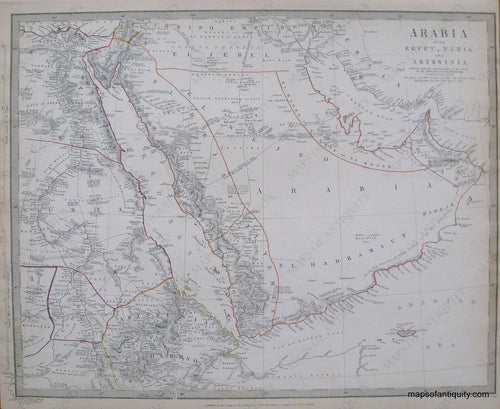 Antique-Hand-Colored-Map-Arabia-with-Egypt-Nubia-and-Abyssinia-Middle-East-and-Holy-Land-Arabia-1843-SDUK/-Society-for-the-Diffusion-of-Useful-Knowledge-Maps-Of-Antiquity