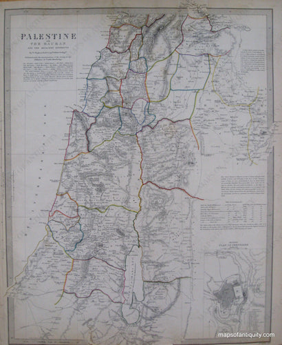 Antique-Hand-Colored-Map-Palestine-with-the-Hauran-and-the-Adjacent-Districts-**********-Middle-East-and-Holy-Land-Palestine-1843-SDUK/-Society-for-the-Diffusion-of-Useful-Knowledge-Maps-Of-Antiquity