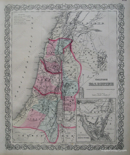 Antique-Hand-Colored-Map-Colton's-Palestine-**********-Middle-East-and-Holy-Land-Palestine-1871-Colton-Maps-Of-Antiquity