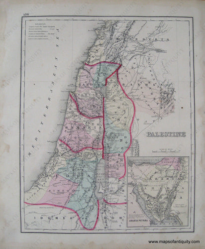 Antique-Hand-Colored-Map-Palestine-Australia-Middle-East-and-Holy-Land-Palestine-1876-Gray-Maps-Of-Antiquity