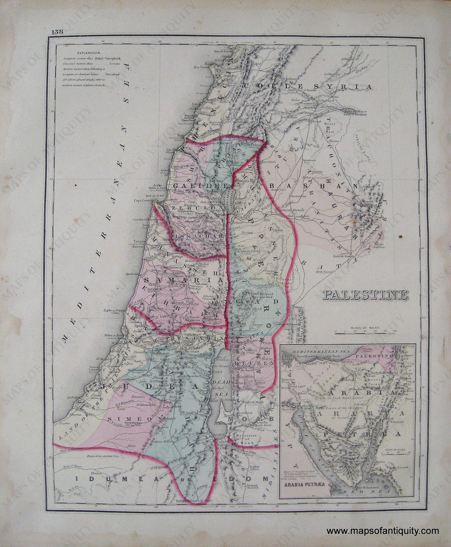 Antique-Hand-Colored-Map-Palestine-Australia-Middle-East-and-Holy-Land-Palestine-1876-Gray-Maps-Of-Antiquity