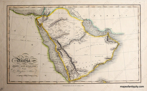 Antique-Hand-Colored-Map-Arabia-**********-Middle-East-and-Holy-Land--1821-Playfair-Maps-Of-Antiquity