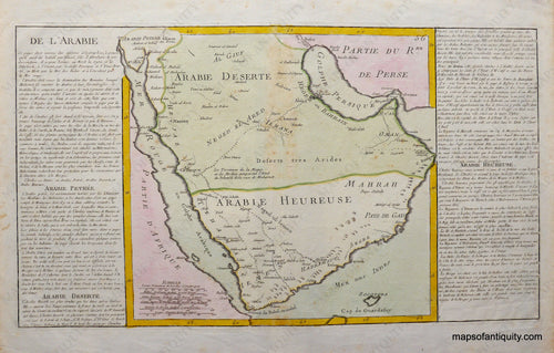 Antique-Hand-Colored-Map-De-L'Arabie-****-Middle-East-and-Holy-Land--1790-Clouet-Maps-Of-Antiquity