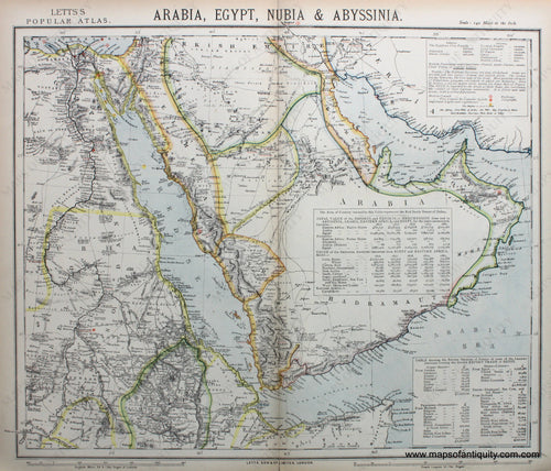 printed-color-Antique-Map-Arabia-Egypt-Nubia-and-Abyssinia-Middle-East-and-Holy-Land-Middle-East-1883-Letts-Maps-Of-Antiquity