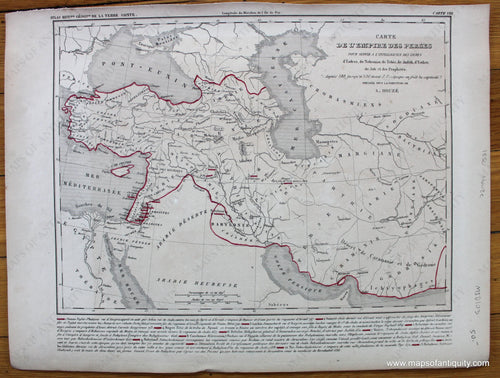 Antique-Hand-Colored-Map-Carte-de-L'Empires-des-Perses-Middle-East-Persia-1850-Houze-Maps-Of-Antiquity