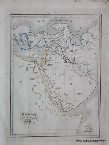 Antique-Hand-Colored-Map-Geographie-des-Hebreux-Middle-East-&-Holy-Land--1846-M.-Malte-Brun-Maps-Of-Antiquity