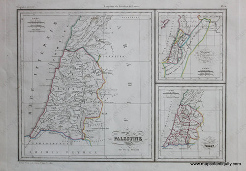 Antique-Hand-Colored-Map-Palestine-Middle-East-&-Holy-Land--1846-M.-Malte-Brun-Maps-Of-Antiquity