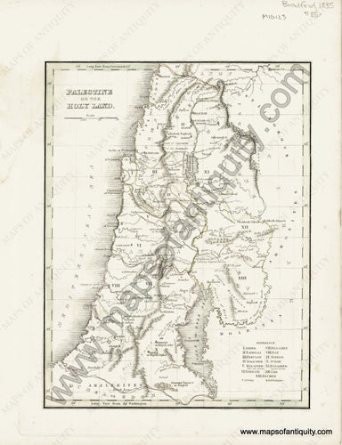 Antique-Hand-Colored-Map-Palestine-or-the-Holy-Land-Middle-East-&-Holy-Land--1835-T.G.-Bradford-Maps-Of-Antiquity