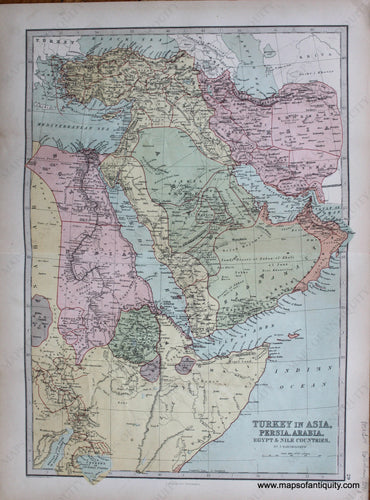 Antique-Printed-Color-Map-Turkey-in-Asia-Persia-Arabia-Egypt-&-Nile-Countries.-Middle-East-&-Holy-Land--1873-J.-Bartholomew-Maps-Of-Antiquity