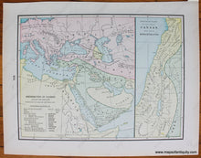 Load image into Gallery viewer, 1898 - Map Of The First Great Empires B.c. 3 000-500 Verso: Distribution Nations After The Deluge-
