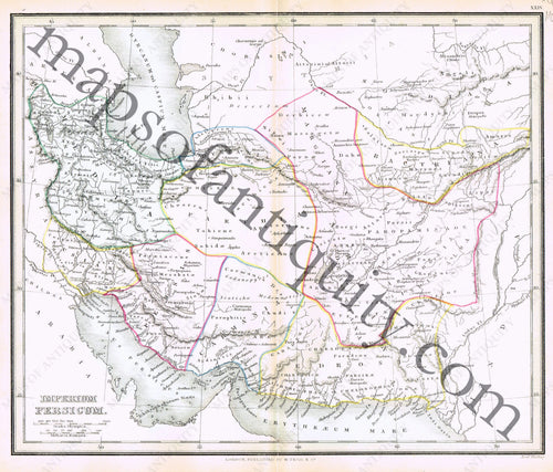 Antique-Hand-Colored-Map-Imperium-Persicum-Middle-East-&-Holy-Land-Ancient-World--1840-Findlay-Maps-Of-Antiquity