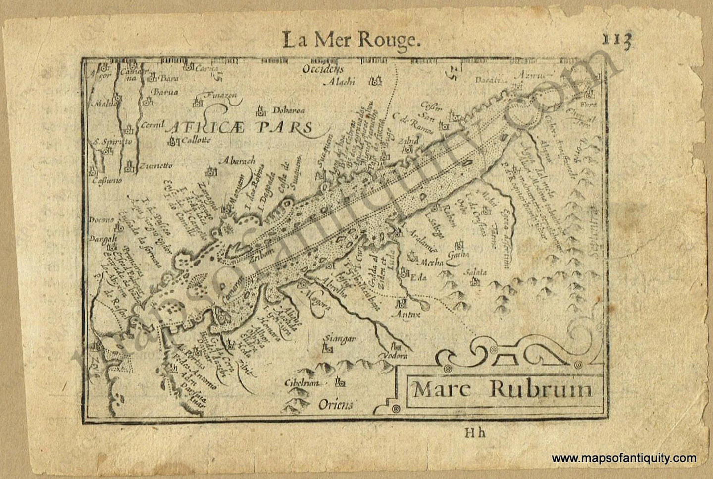 Antique-Uncolored-Map-Mare-Rubrum-La-Mer-Rouge--Middle-East-&-Holy-Land--c.-1600-Langenes-Maps-Of-Antiquity