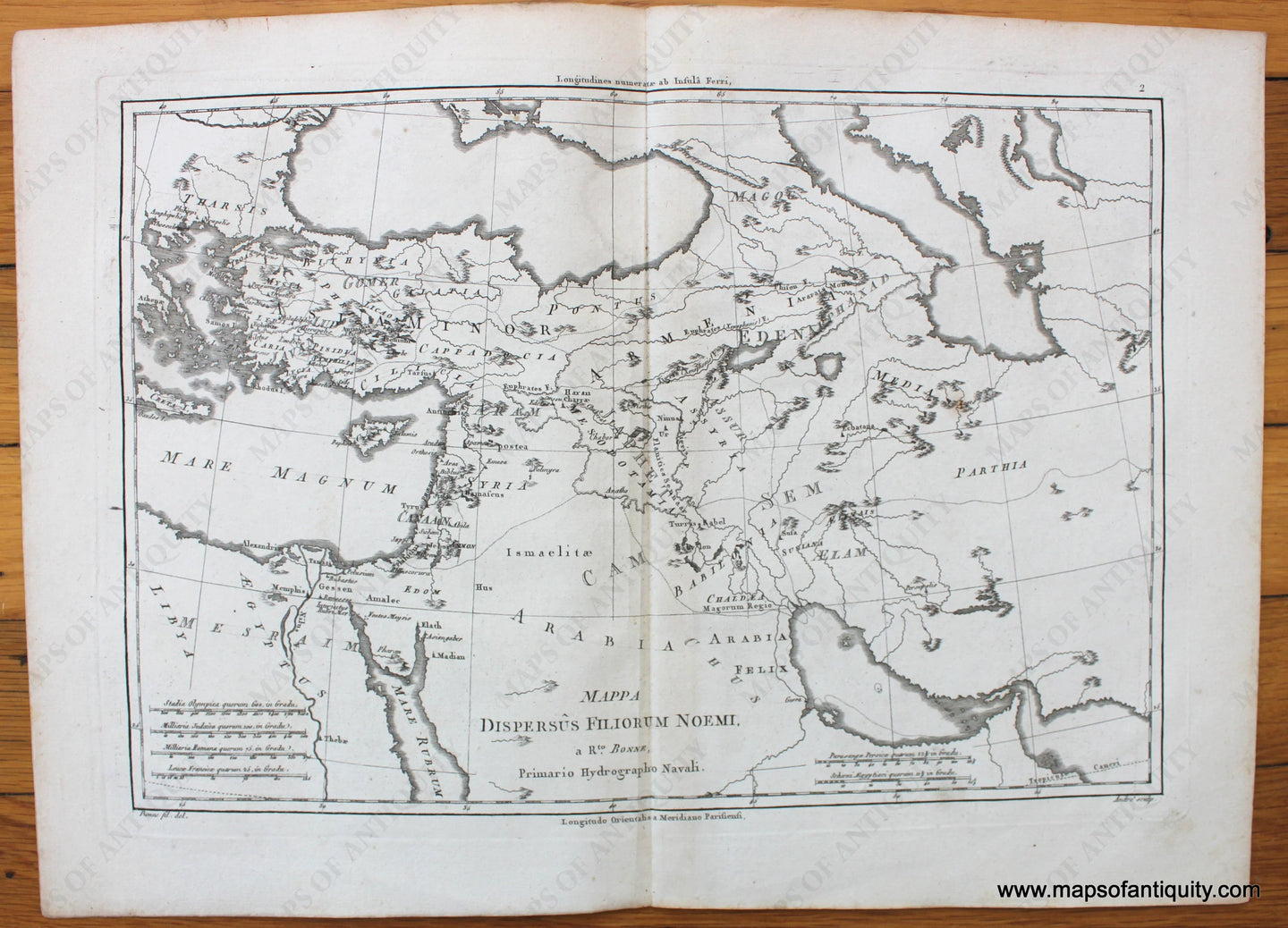 Antique-Map-Ancient-Middle-East-Mappa-Dispersus-filiorum-Noemi-Bonne-Desmarest-1787