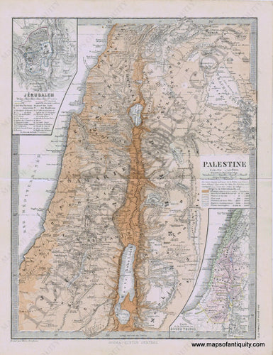 Palestine-Jerusalem-Carte-de-la-Division-en-Douze-Tribus-Perthes-1871-Antique-Map-1870s-1800s-19th-century-Maps-of-Antiquity