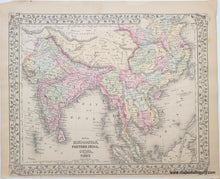 Load image into Gallery viewer, Antique-Hand-Colored-Map-Double-sided-map:-A-New-Map-of-Palestine-or-the-Holy-Land;-verso:-Map-of-Hindoostan-Farther-India-China-and-Tibet-Middle-East-&amp;-Palestine--1881-Mitchell-Maps-Of-Antiquity-1800s-19th-century
