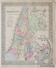 Load image into Gallery viewer, Antique-Hand-Colored-Map-Double-sided-map:-A-New-Map-of-Palestine-or-the-Holy-Land;-verso:-Map-of-Hindoostan-Farther-India-China-and-Tibet-Middle-East-&amp;-Palestine--1884-Mitchell-Maps-Of-Antiquity-1800s-19th-century
