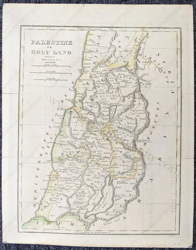 Genuine-Antique-Map-Palestine-or-Holy-Land-Middle-East-&-Holy-Land--c.-1820-Hilliard-Gray-&-Co.-Maps-Of-Antiquity-1800s-19th-century