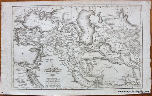 Genuine-Antique-Map-Map-to-Explain-the-History-of-the-Assyrians-Babylonians-Medes-and-Persians.-Including-Alexander's-Expedition.-Middle-East-&-Holy-Land--1823-Samuel-Walker-Maps-Of-Antiquity-1800s-19th-century