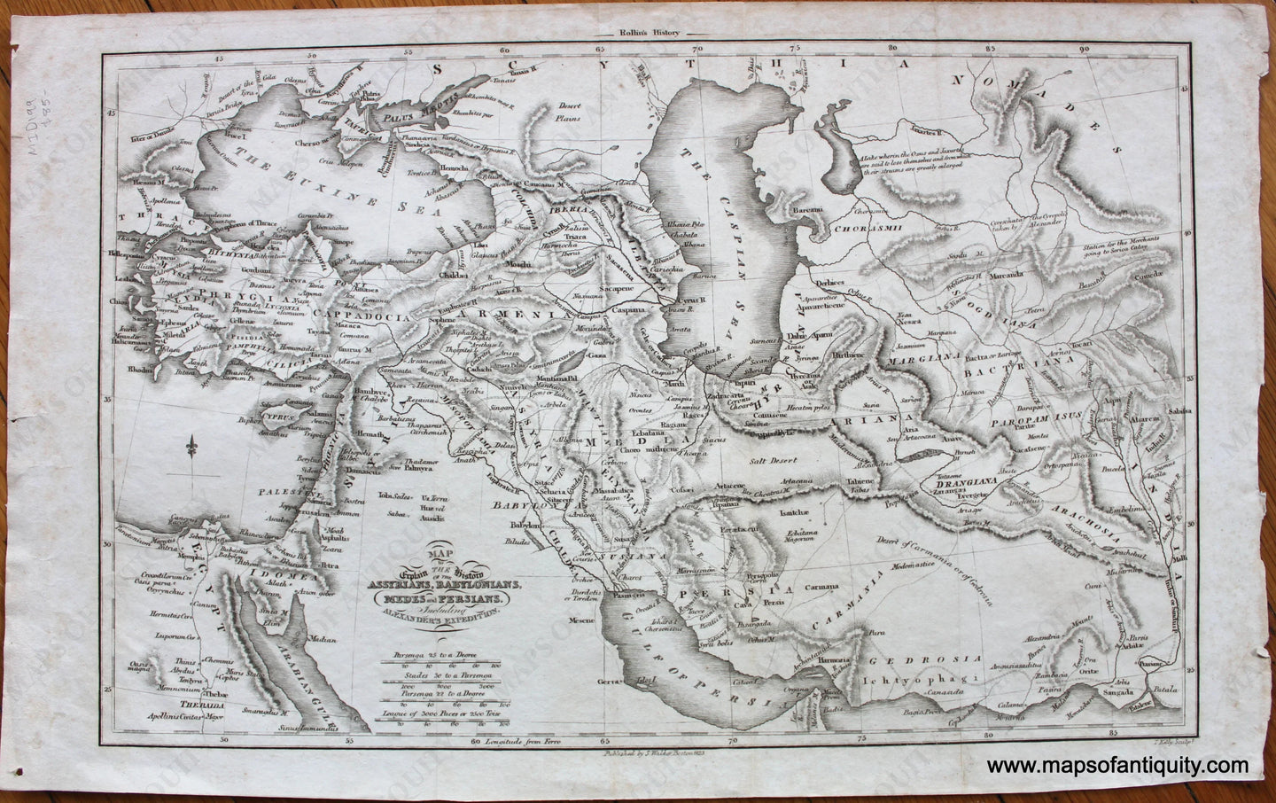 Genuine-Antique-Map-Map-to-Explain-the-History-of-the-Assyrians-Babylonians-Medes-and-Persians.-Including-Alexander's-Expedition.-Middle-East-&-Holy-Land--1823-Samuel-Walker-Maps-Of-Antiquity-1800s-19th-century