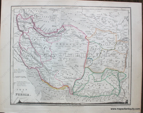 Genuine-Antique-Map-Iran-or-Persia-Middle-East-&-Holy-Land--1850-Petermann-/-Orr-/-Dower-Maps-Of-Antiquity-1800s-19th-century