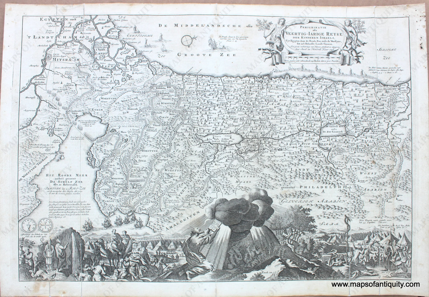 1744 - Middle East & Holy Land - Perigrinatie ofte Veertich-jarige Reyse der Kinderen Israels. (The Perigrinations) - Antique Map