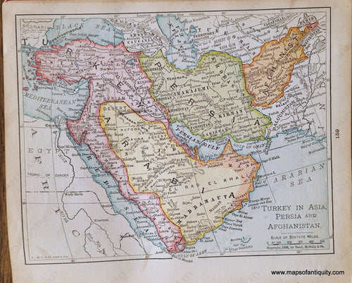 Genuine-Antique-Map-Turkey-in-Asia-Persia-and-Afghanistan-1900-Rand-McNally-Maps-Of-Antiquity