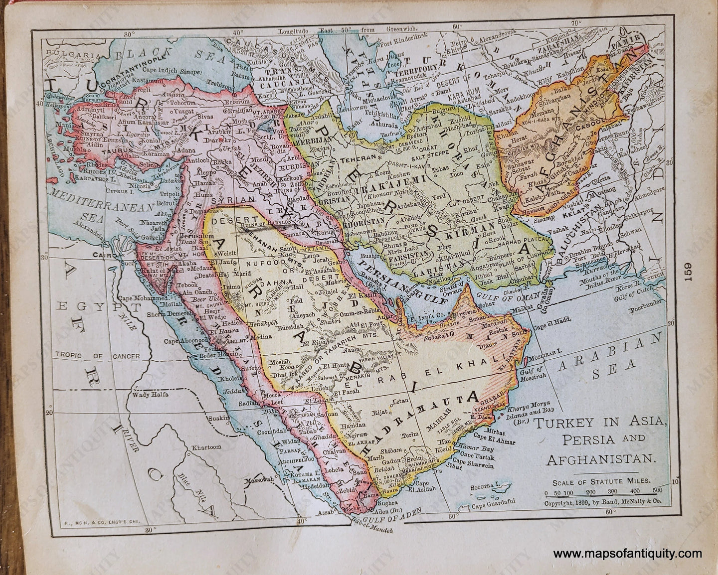 Genuine-Antique-Map-Turkey-in-Asia-Persia-and-Afghanistan-1900-Rand-McNally-Maps-Of-Antiquity