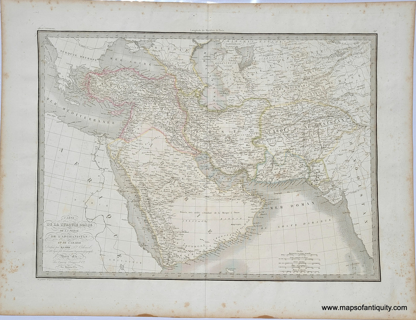 Genuine antique map of the Middle East titled 