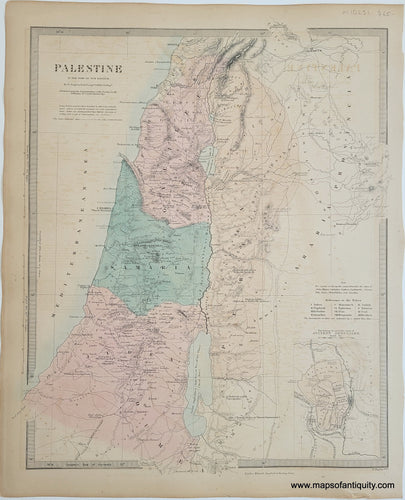 Genuine-Antique-Map-Palestine-in-the-Time-of-our-Saviour-Middle-East-Holy-Land-Palestine--1860-SDUK-Society-for-the-Diffusion-of-Useful-Knowledge-Maps-Of-Antiquity-1800s-19th-century