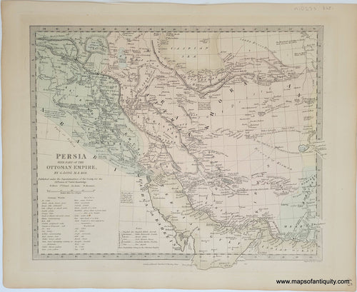 Genuine-Antique-Map-Persia-with-part-of-the-Ottoman-Empire-Middle-East-Holy-Land--1860-SDUK-Society-for-the-Diffusion-of-Useful-Knowledge-Maps-Of-Antiquity-1800s-19th-century