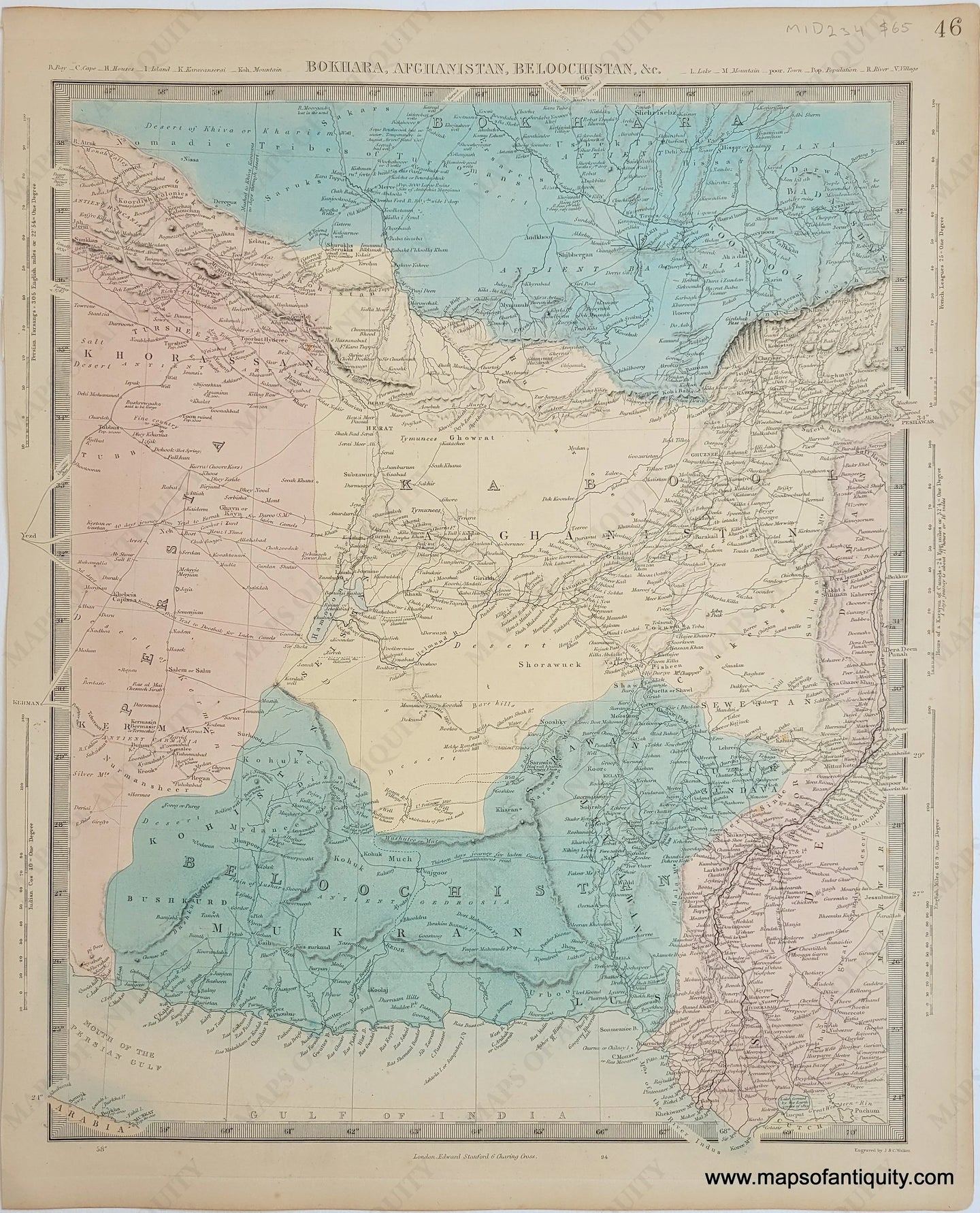 Genuine-Antique-Map-Bokhara-Afghanistan-Beloochistan-&c--Middle-East-Holy-Land--1860-SDUK-Society-for-the-Diffusion-of-Useful-Knowledge-Maps-Of-Antiquity-1800s-19th-century