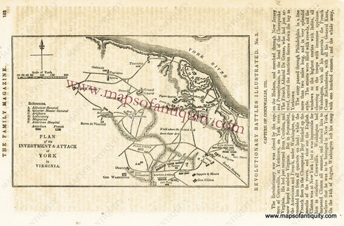 Antique-Uncolored-Map-Plan-of-the-Investment-&-Attack-of-York-in-Virginia-United-States-United-States-1839-The-Family-Magazine-Maps-Of-Antiquity