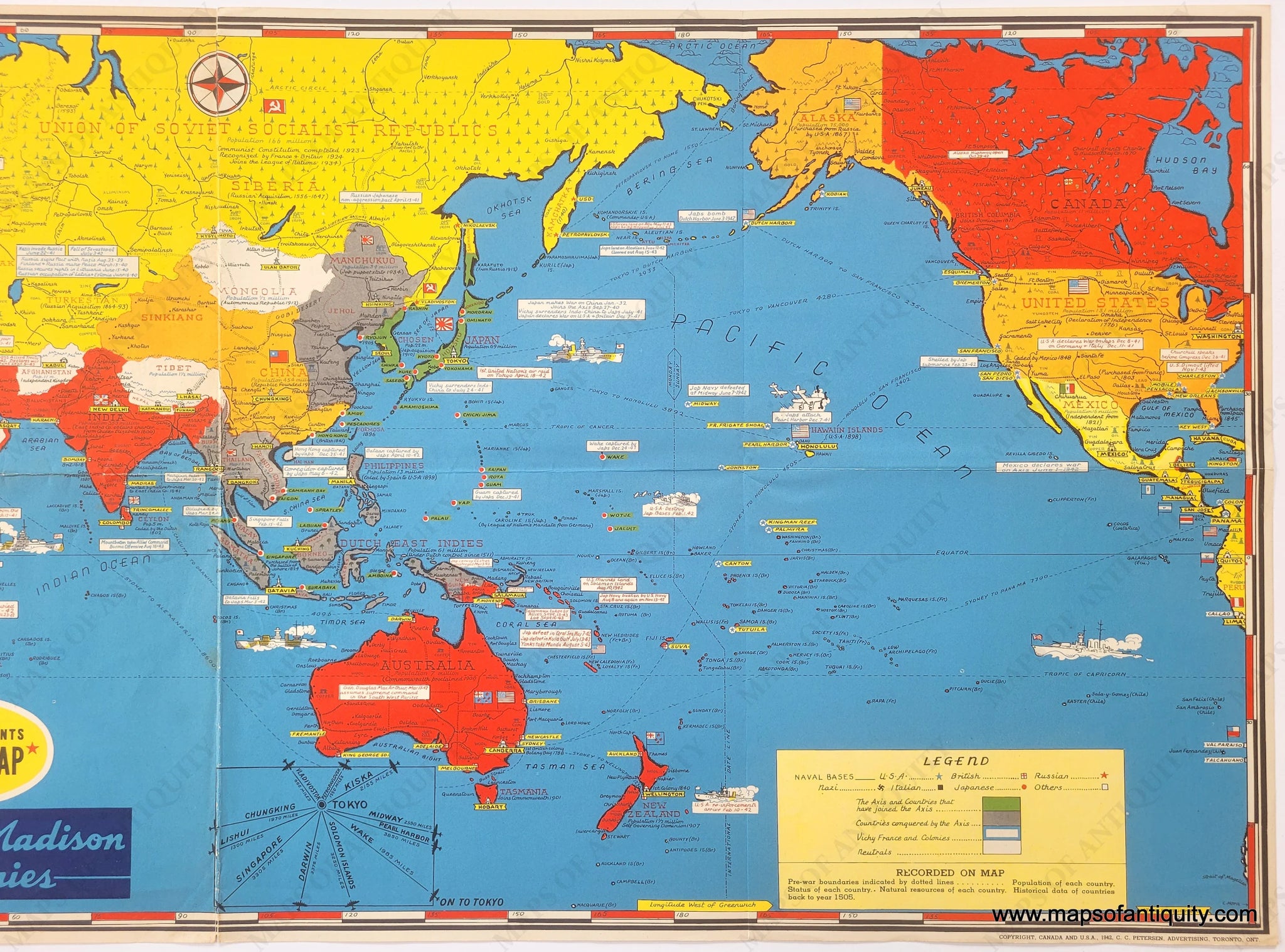 1943 - Dated Events War Map (13th edition)- Antique Map – Maps of 