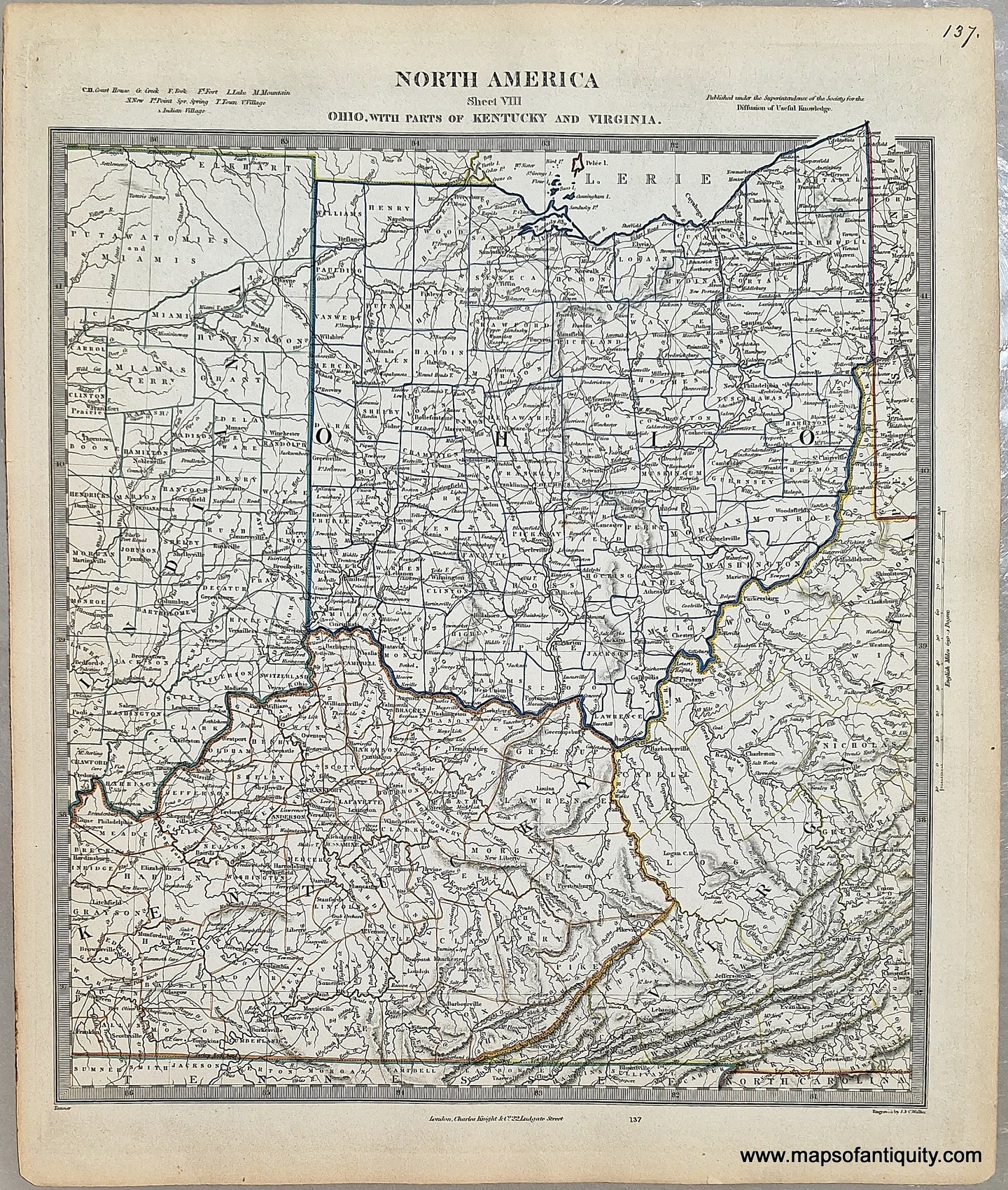 Antique-Map-North-America-Sheet-VIII-Ohio-with-parts-of-Kentucky-and-Virginia