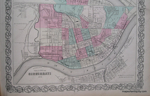 Hand-colored-Map-The-City-of-Cincinnati-******-United-States-Midwest-1871-Colton-Maps-Of-Antiquity