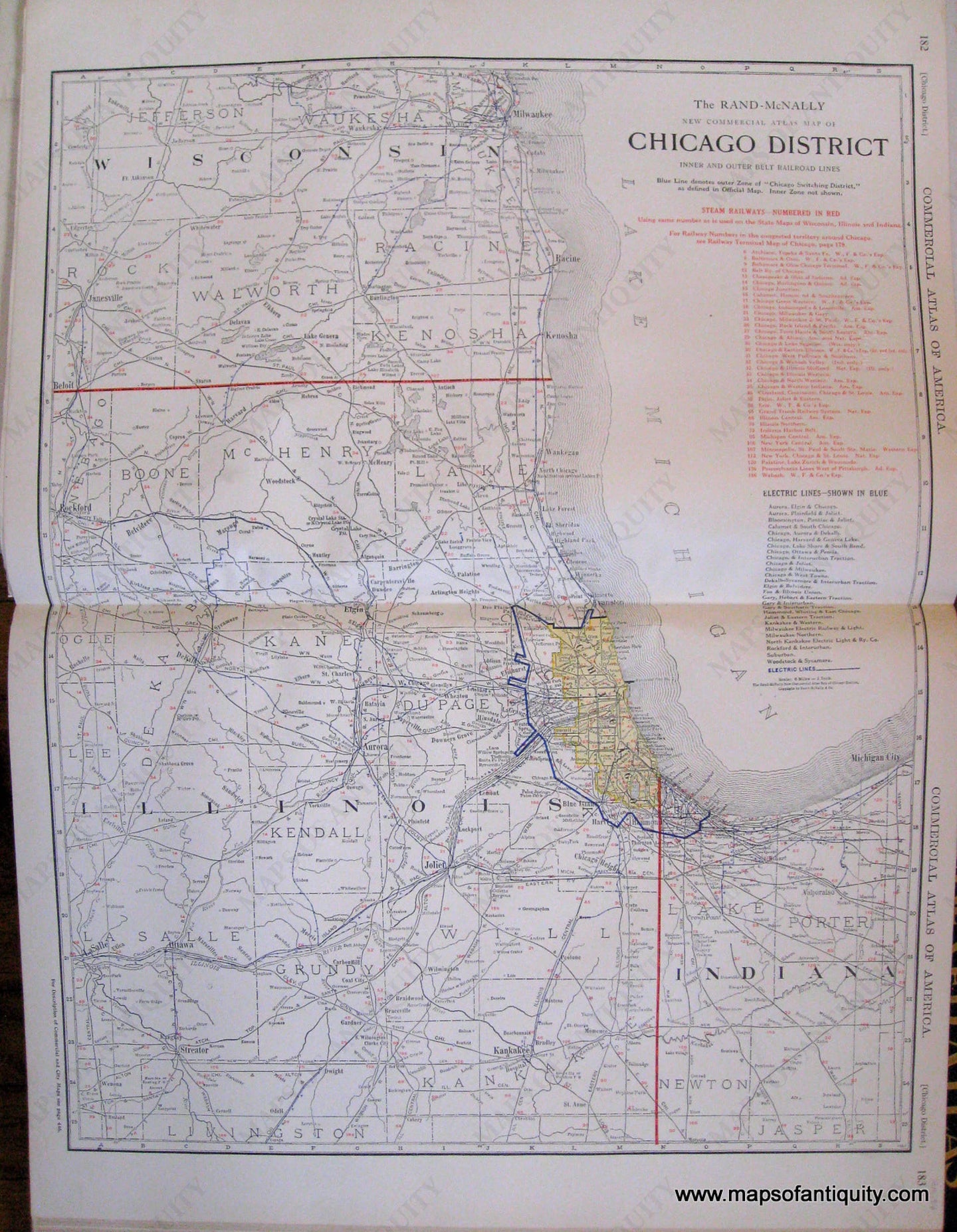 Antique-Railroad-Map-The-Rand-McNally-New-Commercial-Atlas-Map-of-Chicago-District-Inner-and-Outer-Belt-Railroad-Lines-United-States-Midwest-1916-Rand-McNally-Maps-Of-Antiquity