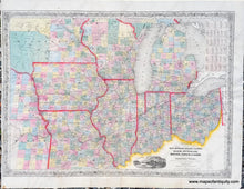 Load image into Gallery viewer, Antique-Hand-Colored-Map-Guide-through-Ohio-Michigan-Indiana-Illinois-Missouri-Wisconsin-Iowa-Minnesota-Nebraska-and-Kansas.-Showing-the-Township-lines-of-the-United-States-Surveys-Location-of-Cities-Towns-Villages-Post-Hamlets-Canals-Rail-and-Stage-Roads.-Midwest-General--1856-Smith-Maps-Of-Antiquity
