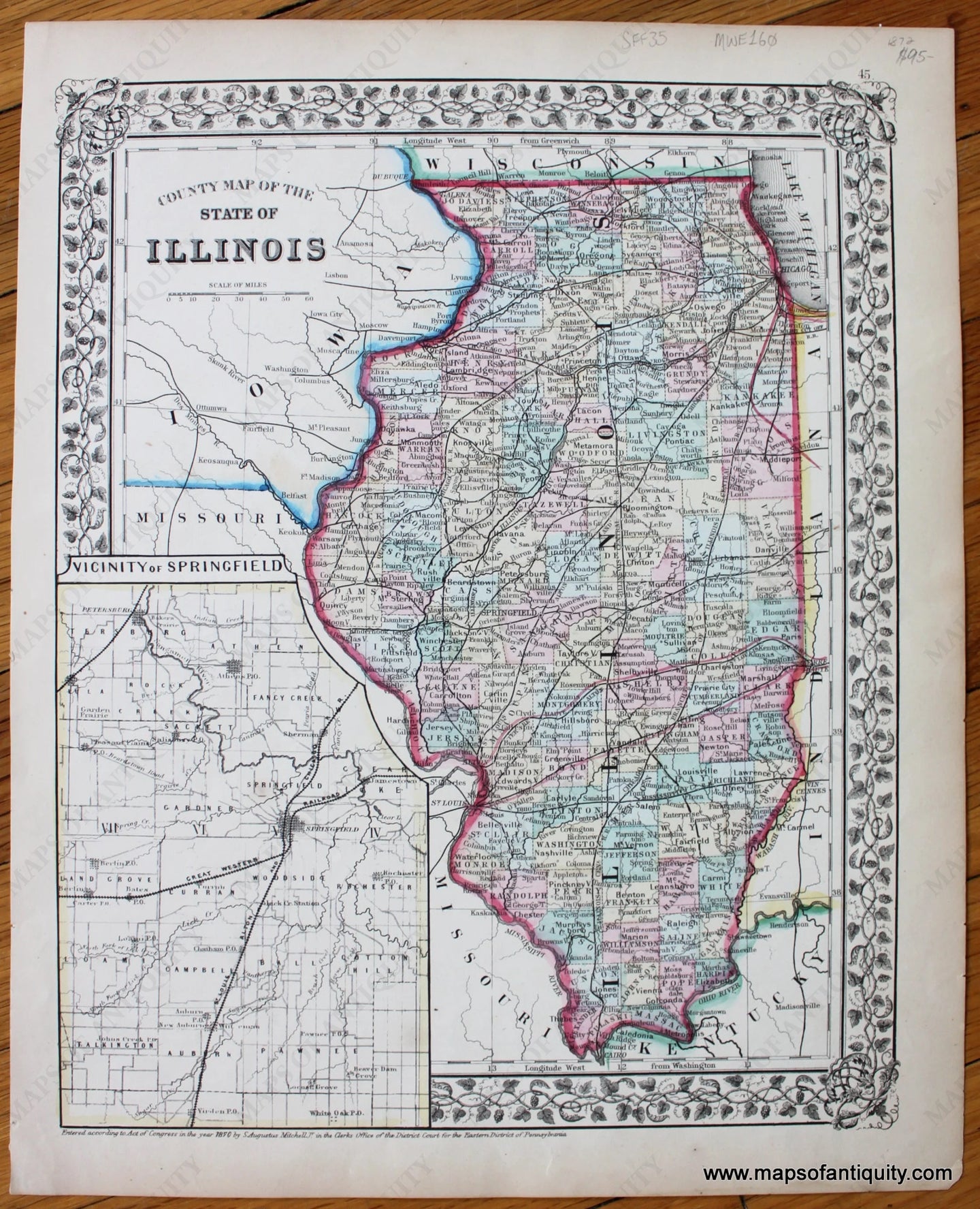 Antique-Hand-Colored-Map-County-Map-of-the-State-of-Illinois-United-States-Illinois-1872-Mitchell-Maps-Of-Antiquity